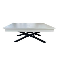 Mesa de comedor convertible eléctrica con batería. Extensible hasta 80 x 170cm. Color BLANCO PORO, patas metal grafito MUEBLES CELSO