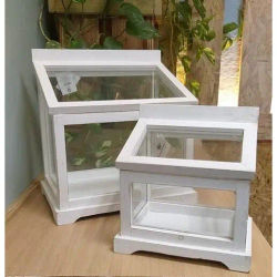 Gerimport Invernadero de Madera Blanco 34 X 21 Cm - Protección para Plantas