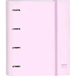SAFTA CARPETA 4 ANILLAS 35MM CON RECAMBIO SAFTA "ROSA" - Carpeta Anillas Licencia Oficial - Diseño Exclusivo - Ideal para Uso Diario - Material Duradero - Compatible con Hojas A4