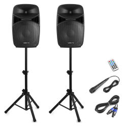 Vonyx Pareja Altavoces 15" VPS152A 1000W con Tripodes y Microfono