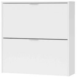 Miroytengo Zapatero 2 Puertas Abatibles en Color Blanco Mate Dormitorio Pasillo Estilo Moderno Mueble 76x75x22 cm