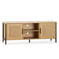 Mueble de TV modelo cruz 2P2H, 120x40x48cm color roble y negro VS Venta-Stock