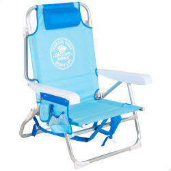 Aktive - Silla de playa multiposición con mochila, 50x54x80 cm, estructura resistente, 5 posiciones, convertible en tumbona, muebles playa, silla plegable azul