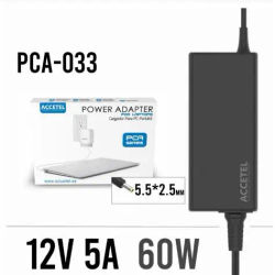 Accetel PCA-033 Cargador Portátil LCD 12V 5A 60W Certificado CE FCC ROHS