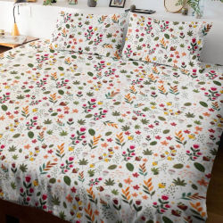 SANSY - Juego funda nórdica + funda de almohada Pirita para cama de 105. Algodón, poliéster, lino.