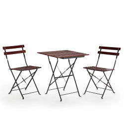 VS Venta-Stock Conjunto Muebles de Jardín Agata 3 Piezas Negro, Mesa y 2 sillas
