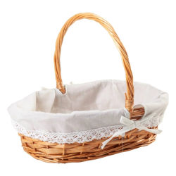 WANDERLUST DECO Cesta de mimbre natural marrón forrada 38x25x28h cm