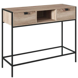 Miroytengo Mueble recibidor de Entrada Aliaj 2 Cajones 1 Hueco Central Negro y Roble Claro 100 cm
