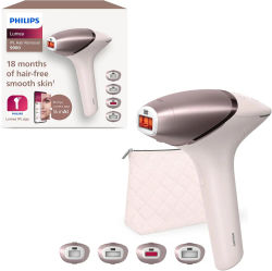 Philips Lumea Serie 9900 BRI951/00, depiladora IPL con Inteligencia Artificial, tratamiento personalizado, 4 accesorios para el cuerpo, la cara, la zona del bikini y las axilas, con cable y sin cable