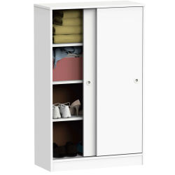 Miroytengo Armario Bajo Auxiliar Tibet Color Blanco Soft 2 Puertas 2 Estantes Almacenaje Mueble 120x74x33 cm