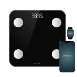 Cecotec Báscula de Baño Inteligente con App Surface Precision Smart. Bluetooth y 24 Parámetros, Tamaño 30x30cm, 4 Sensores