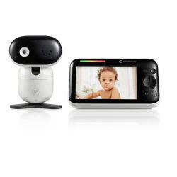 Motorola Nursery PIP1510 Monitor de Bebé de Video con Pantalla de 5.0", Cámara Motorizada, Panorámica Remota, Zoom y Visión Nocturna Infrarroja, Comunicación Bidireccional, Color Blanco