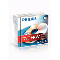 Philips DVD + RW 4.7 GB / 120 Min / 4X Jewel Case (5 Disc)