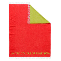 Manta 140x190cm 320gsm 60%algodon 40%acrilico rojo&verde CASA BENETTON