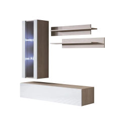 MB Muebles Bonitos - Conjunto Mueble de Salón con Vitrina, LED, Ancho 160cm, Más Colores, Modelo Luke 5