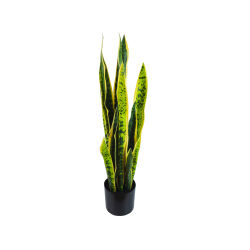 Planta artificial de interior Sansevieria de 80 cm bicolor con maceta