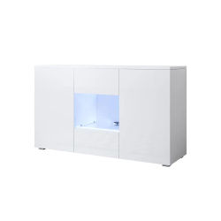 MB Muebles Bonitos - Aparador de salón, LED, Ancho 120cm, Colgante, Patas 2cm o 12cm, 2 puertas, 1 vitrina, Modelo Luke A2