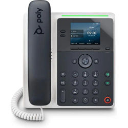 POLY Edge E100 IP Phone with PoE - Black, 2.8" IPS LCD display, Gigabit Ethernet, supports multiple voice codecs, perfect for office or home use, ensuring efficient communication with hands-free