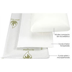 Almohada Viscoelástica Aloe Vera - Transpirable, Funda Lavable y Tratamiento Antiácaros - Molliccio-GADETEX