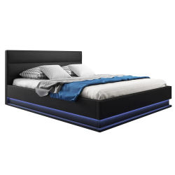MB Muebles Bonitos - Cama de Matrimonio con Colchón, Canapé, Cabecero, LED, Madera y Polipiel, Más Colores y Medidas, Modelo Nitas