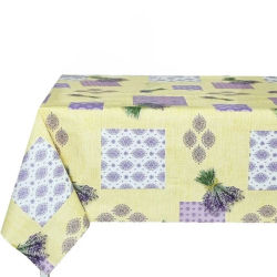 Mantel hule pvc plastico, rectangular, Ideal para el hogar, Cocina, Comedor, Jardin, Balcon, Salon y picnic. Fácil de limpiar, Impermeable, Prendas florales, Plantas, Hojas，fondo amarillo， Lavanda