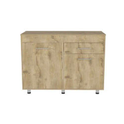 TUHOME Mueble Inferior de Cocina Orion, con cajón, Blanco / Macadamia Madera manufacturada Cocina-Muebles Piso
