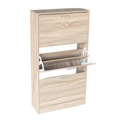 Maxia Market - Mueble Armario de Zapatero madera 3 cajones Roble para 18 pares zapatos Almacenamiento y organización del hogar Armario zapatos