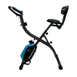 BEHUMAX - Bicicleta estática plegable Fold Ride con resistencia magnética 8 niveles asiento ajustable pantalla LCD monitor pulso calorías para entrenamiento en casa
