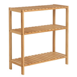 SONGMICS Estantería de Baño de Madera, Estantería Almacenaje, Estante de Plantas de 3 Niveles, para Baño, Sala de Estar, Balcón, Cocina, 26 x 60 x 66 cm, Natural/Blanco y Natural