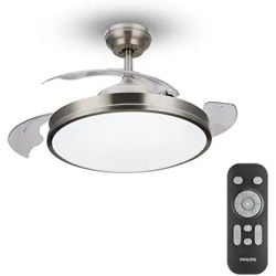 Ventilador techo de led modelo atlas nikel potencia: 28+35w aspas: ø106cm con mando a distancia philips