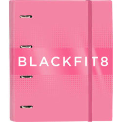 SAFTA CARPETA 4 ANILLAS 35MM CON RECAMBIO BLACKFIT8 "GLOW UP" - Carpeta Anillas Licencia Oficial - Diseño Exclusivo - Ideal para Uso Diario - Material Duradero - Compatible con Hojas A4