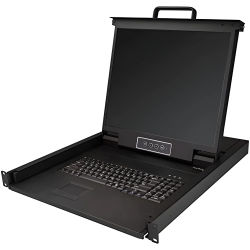 Consola KVM de Montaje en Rack de Servidores - Teclado QWERTY - KVM VGA de 1 Puerto - Monitor LCD de 19 - Switch KVM 1U - Cables USB - Alta Durabilidad (RKCONS1901)