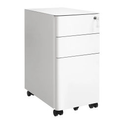 SONGMICS Archivador Móvil, Cajonera de Oficina con Ruedas y Cerradura, para A4, Documentos, Carpetas de Archivo, Blanco