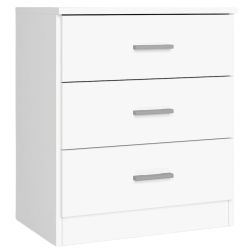 Miroytengo Mesita Noche, Mesilla de Noche, Mueble de Almacenamiento 3 Cajones Couple Dormitorio Blanco Mate 50x58x33 cm