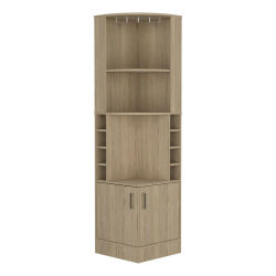 TUHOME Mueble Bar Esquinero Kava Beijing, con botelleros, Miel Madera manufacturada Salón-Bar