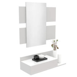 DORMIDAN- Recibidor con Espejo MOD2, Mueble de Entrada, cajón y balda en Dos Alturas