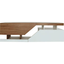Habitat y Jardin - Mueble para TV "Ceelias" - 160 x 35 x 46 cm - Blanco/Marrón oscuro