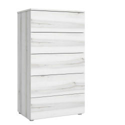 Miroytengo Sinfonier Cómoda 5 Cajones Mueble Cajonera Cómoda Alta Lyon Blanco Albo 62x111 cm