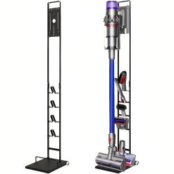 Soporte Aspiradora Dyson Compatible V15 V12 V11 V10 V8 V7 V6 127x22x29 cm Nyana Home | Organizador de Suelo con Ganchos para Accesorios y Base Estable | Torre Metálica Antióxido Sin Taladro | Incluye