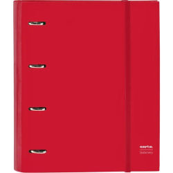 SAFTA CARPETA 4 ANILLAS 35MM CON RECAMBIO SAFTA "ROJO" - Carpeta Anillas Licencia Oficial - Diseño Exclusivo - Ideal para Uso Diario - Material Duradero - Compatible con Hojas A4