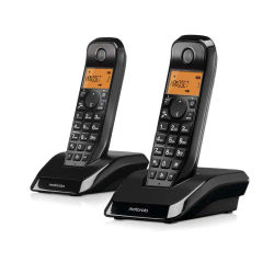 Motorola Voice - S1202 Teléfono Inalámbrico Digital SERIE S12 con Bloqueo de Llamadas y Función No molestar, Altavoz Manos Libres, Agenda Telefónica hasta 50 Nombres y Números, Pantalla Brillante