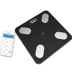 IPSDI Báscula Grasa Corporal Bluetooth Bascula de Baño Bascula grasa corporal y muscular 16 Monitores de Composición Corporal, Bascula de Baño para Andriod y iOS