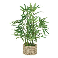 Planta de Bambú Artificial con Maceta de Material Natural, Altura 46 cm