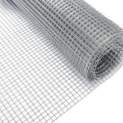 Malla Metálica Electrosoldada Galvanizada. Perfecta para plantas y animales, múltiples usos. Rollo Varias medidas . Grosor del Cable 0.9 mm. Plateado
