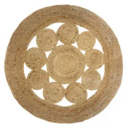 Factory Cuadros Alfombra Calada de Yute 80cm - Decorativa y Resistente