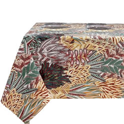 Mantel tela textil resinado suave, rectangular, Ideal para el hogar, Cocina, Comedor, Jardin, Balcon, Salon y picnic. Fácil de limpiar, Impermeable, moderno, elegantes, Ilustracion de plantas,