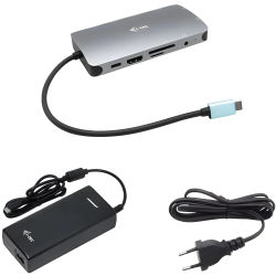 I-Tec USB-C Metal Nano Dock HDMI/VGA LAN 100W Cargador Entrega de Alimentación