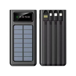 Cargador portátil Solar Power Bank 12000Mah/20000Mah Gran Capacidad Incorporado 5 Salidas y 3 entradas Cable y Linterna Compatible con Todos los teléfonos Inteligentes y Dispositivos USB