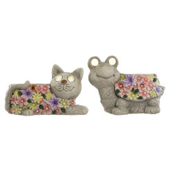Macetero Home ESPRIT Gris de Magnesio 34 x 23 x 26 cm (2 Unidades), Ideal para Decorar Espacios Modernos con Plantas Naturales o Artificiales