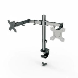 SODANY Soporte Monitor Doble Brazo 15"-33", VESA 75/100, Ajustable Altura y Giro 360°, Hasta 8kg/Brazo, Acero Ergonómico